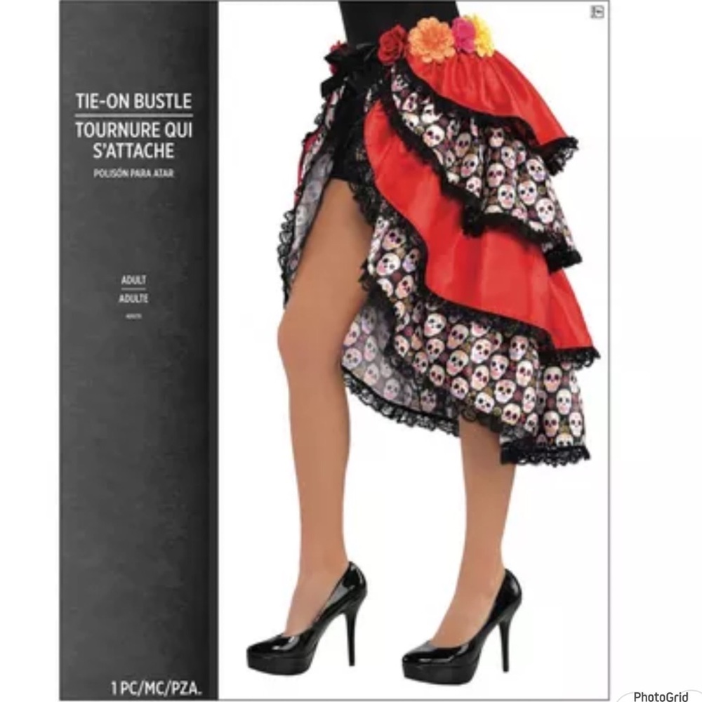 Day of the dead tie on bustle one size adult standard size